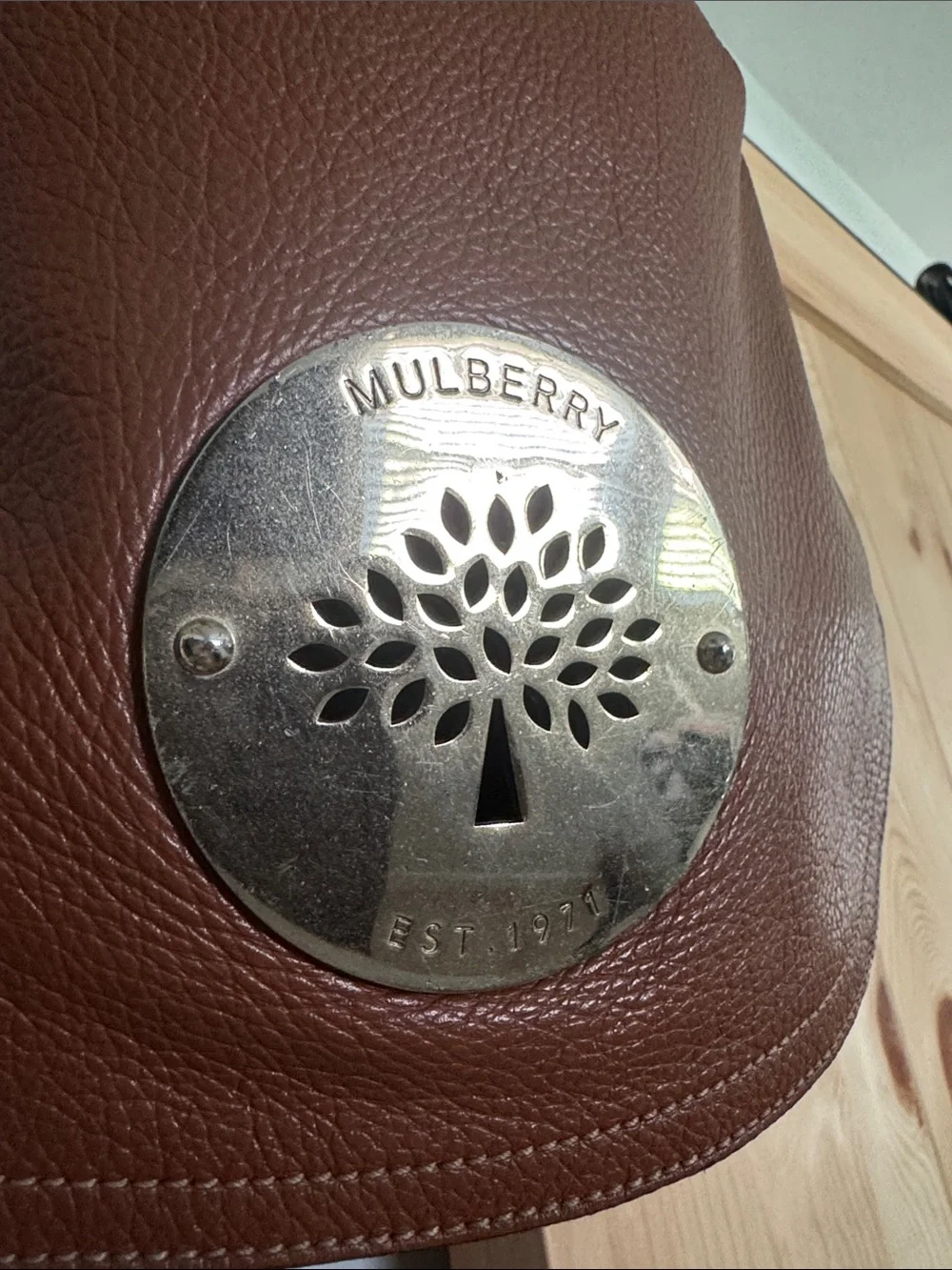 Mulberry Tan Leather Daria Hobo Bag - Signature Tree Plaque